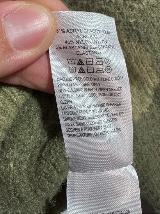 Lucky Brand Camo Fuzzy Knit Cardigan Green Button Front Pockets Small - Picture 5 of 7